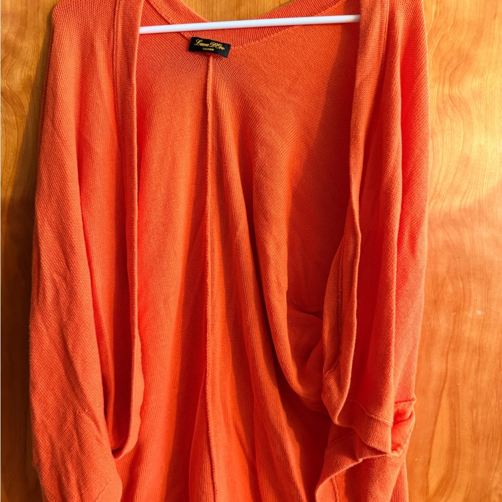Lana D’Oro Vibrant Orange Cashmere Cardigan